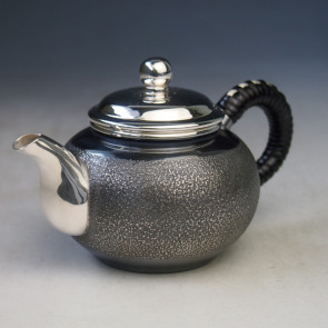 uk3s 纯银 银壶 岩石面 约0.1L, 泡茶 银壶