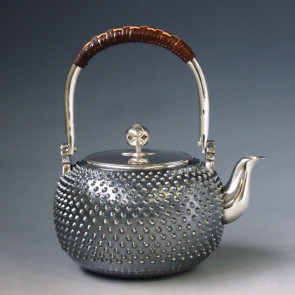 yw17, 纯银 银壶 雪珠壶身 约0.6L, 烧水 银壶