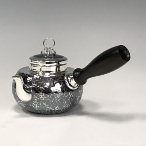 obg-n018, 大渊光则 纯银泡茶壶 槌纹 三连环壶摘 约0.2L 纯银 银壶
