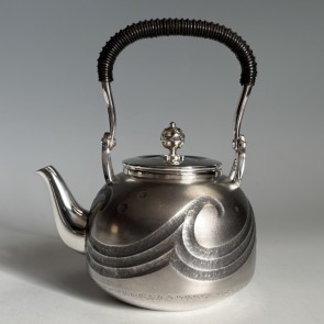 obg-n714, 大渊光则 波浪纹 纯银泡茶壶 约0.4L,纯银银壶 