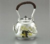 obg-n028, 大渊光则 纯银 泡茶壶 松竹梅图 达摩形 约0.2L  纯银 银壶