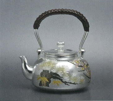 obg-n116, 大淵光則作 純銀泡茶壺 吉祥松竹梅圖 約0.2L 純銀銀壺