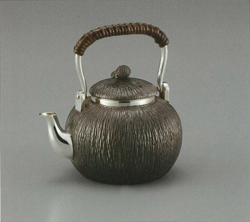 obg-n012, 大淵光則 純銀泡茶壺 椰子形 懷舊色  提手把 約0.2L 純銀銀壺