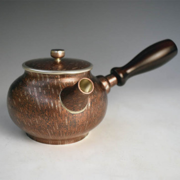 obg-n150, 新井創永作 純銀 純銅 木目金 銀壺 約0.2L 純銀 泡茶壺 