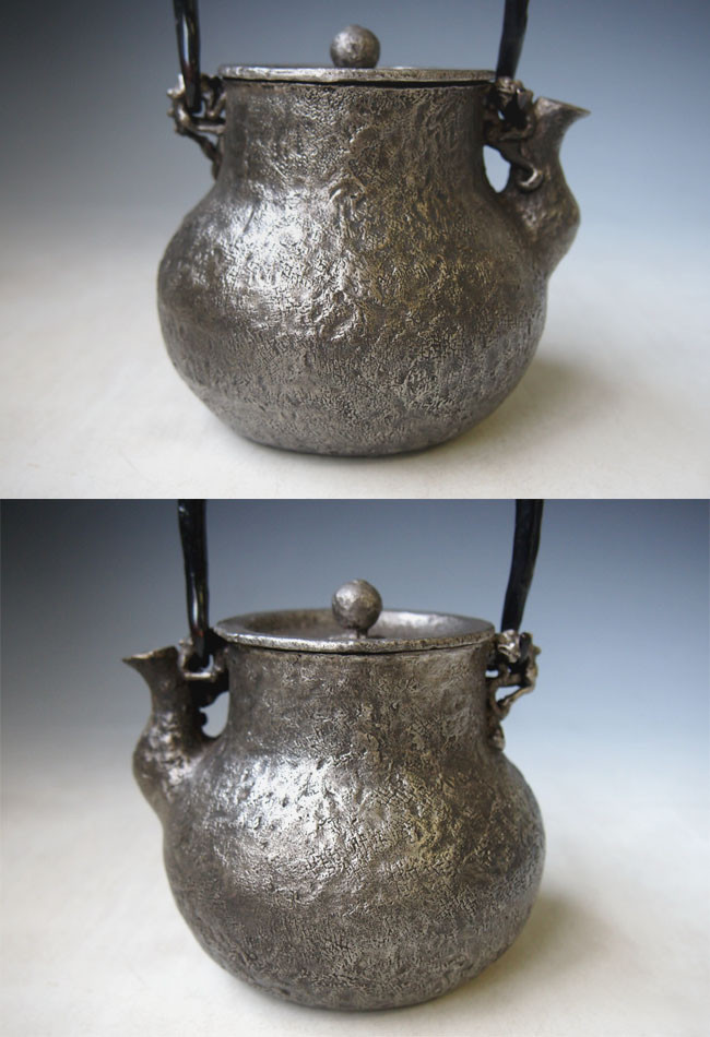 tb143sa, 龜文堂模本初代波多野正平鶴首形約0.7L, 砂鐵鐵壺