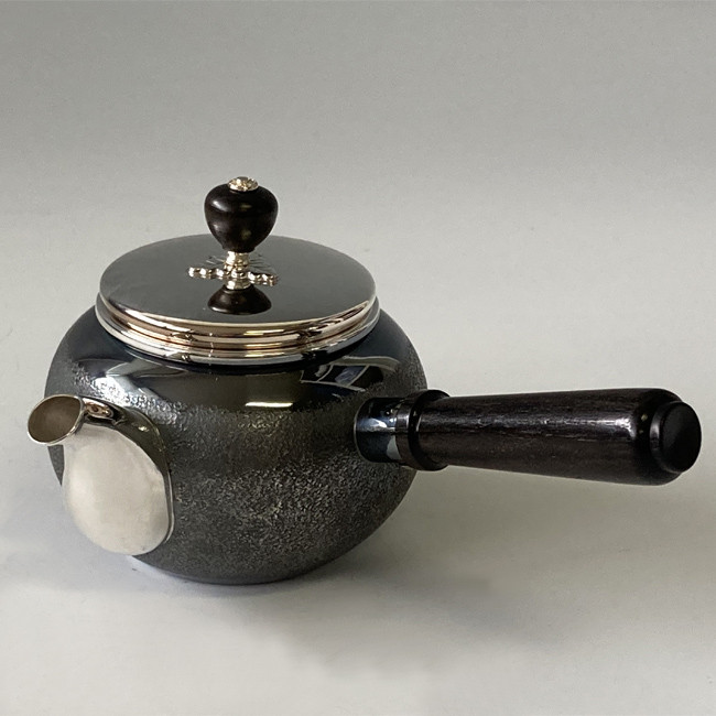 yk2k 純銀銀壺橫手把岩石肌理（小）約0.1L, 泡茶壺銀壺