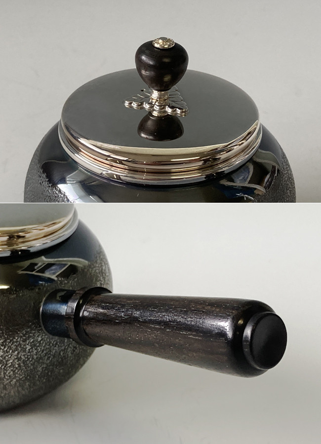 yk2k 純銀銀壺橫手把岩石肌理（小）約0.1L, 泡茶壺銀壺