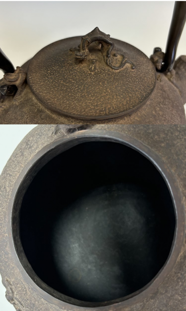 hn2797, 日本梅泉模本鄉間山水鐵壺般若勘渓作約1.3L 鐵壺