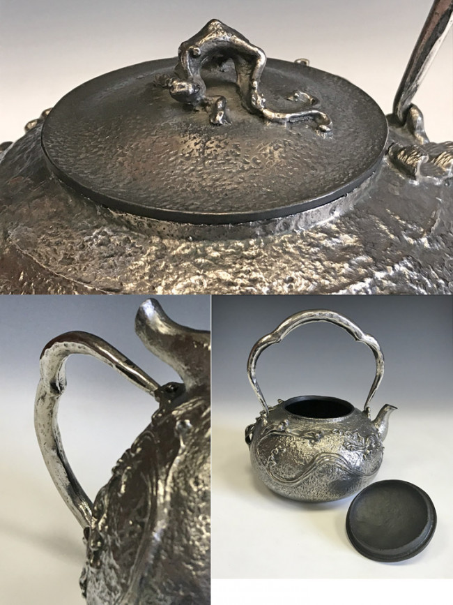 hn2997sa, 般若保作波浪紋鐵壺龍摘壺蓋約1.6L 砂鐵鐵壺