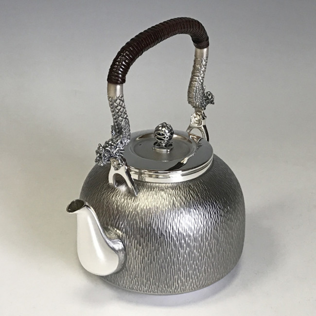obg-n137, 大淵光則席紋龍提手純銀燒水壺約1.4L 純銀銀壺