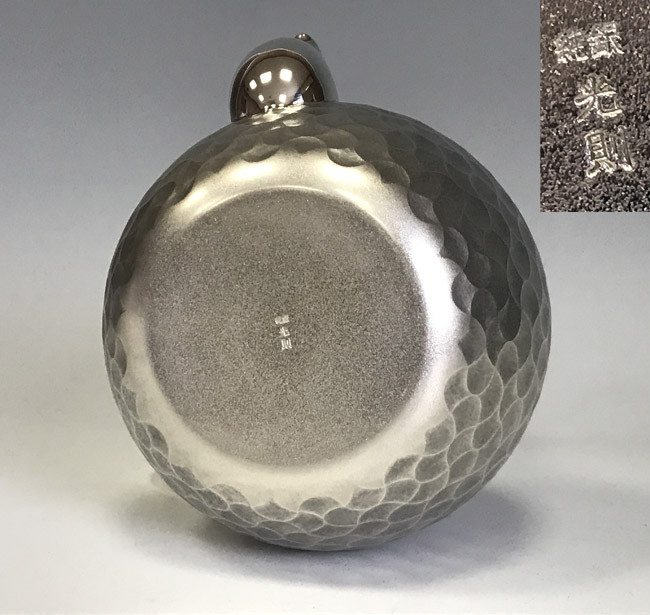 obg-n510, 大淵光則桃子紋純銀銀壺約1.4L 純銀燒水壺日本銀壺