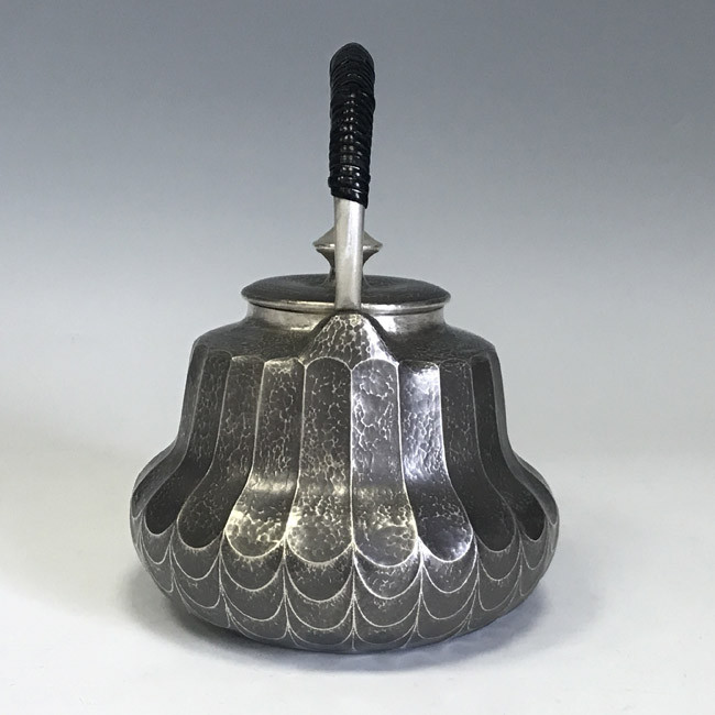 obg-n512, 大淵光則船形竖条纹一張打工藝5.3寸约1.4L 純銀銀壺燒水壺