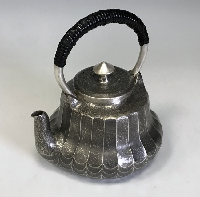 obg-n512, 大淵光則船形竖条纹一張打工藝5.3寸约1.4L 純銀銀壺燒水壺