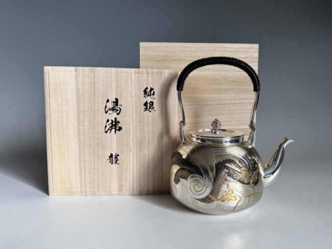 純銀額裝 光則純銀 傳統工藝芸 時代物 福介商店｜【大淵武則】梅蘭花鳥