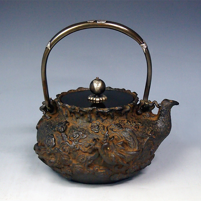 茶道具 龍泉造 黄銅 鎚目 鵬雲斎好 累座建水 共箱 C