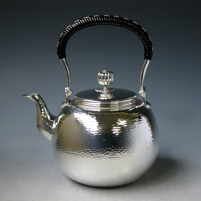 高茶壺 yw5, 純銀銀壺席紋壺身約1.0L, 銀壺