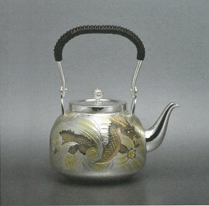 obg-n122, 大淵光則 龍紋 純銀泡茶壺 提手款式 約0.4L 銀壺